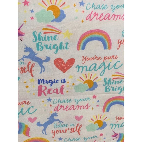 Jo-Ann Snuggle Unicorn Rainbow & Inspirational Text Flannel Fabric 1 yard x 44 I - Picture 1 of 4